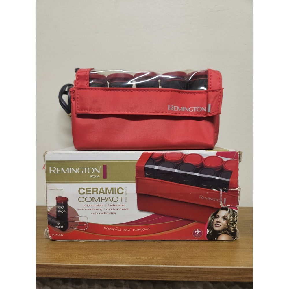 Remington Ceramic Compact 10 Ionic Hot Rollers H1015 Travel Hair Curlers Red